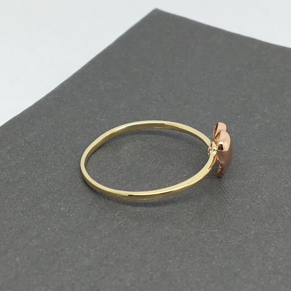 14K Real Two-Tone Gold Heart Ring